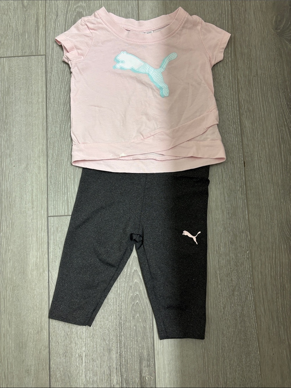 Puma Pink Tee with Black Leggings